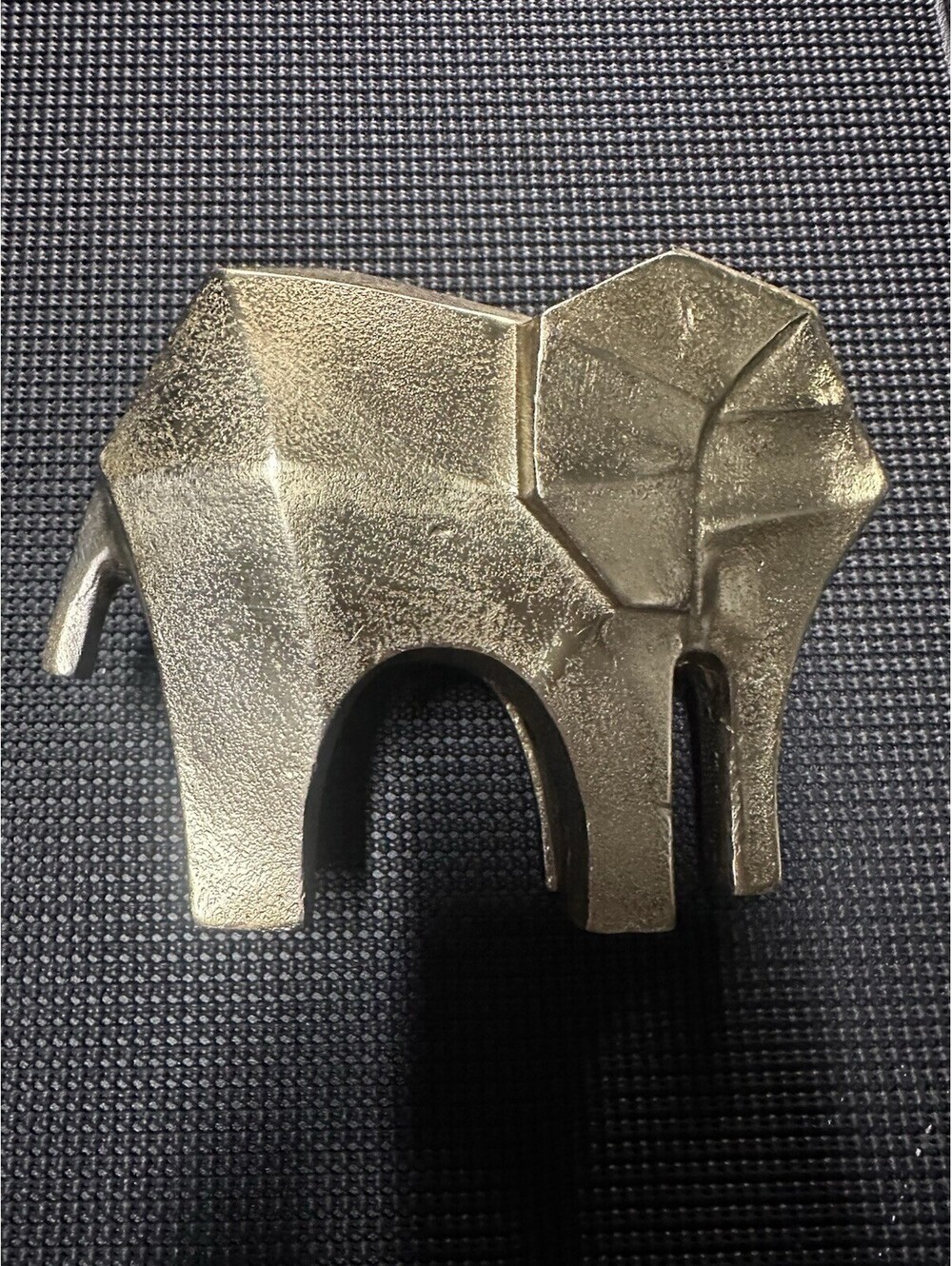 Vintage Brutalist Geometric Elephant Sculpture Gold Resin Mid Century Modern
